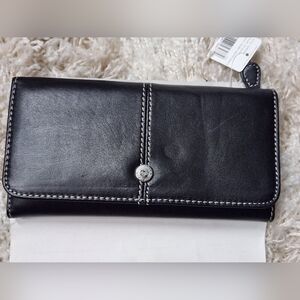 Liz Claiborne Black Trifold Wallet Snap Closure NWT